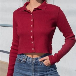 Brandy Melville red caroline collared top